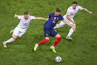 Zápas mezi Francií a Švýcarskem na EURU 2021.