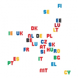 Mapa Evropy graficky vycházející z loga českého předsednictví.