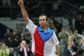 Radek Štěpánek při Davis Cupu proti Belgii.