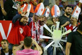 Fanoušci Slávie se radují z vítězství