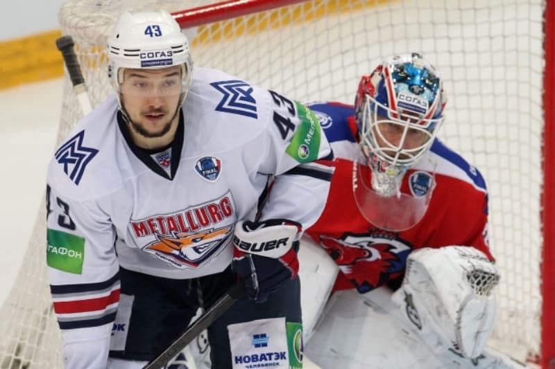 Útočník Magnitogorsku Jan Kovář ve finále KHL proti pražskému Lvu.