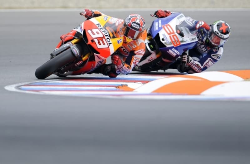 Marc Márquez and Jorge Lorenzo při brněnském závodě.