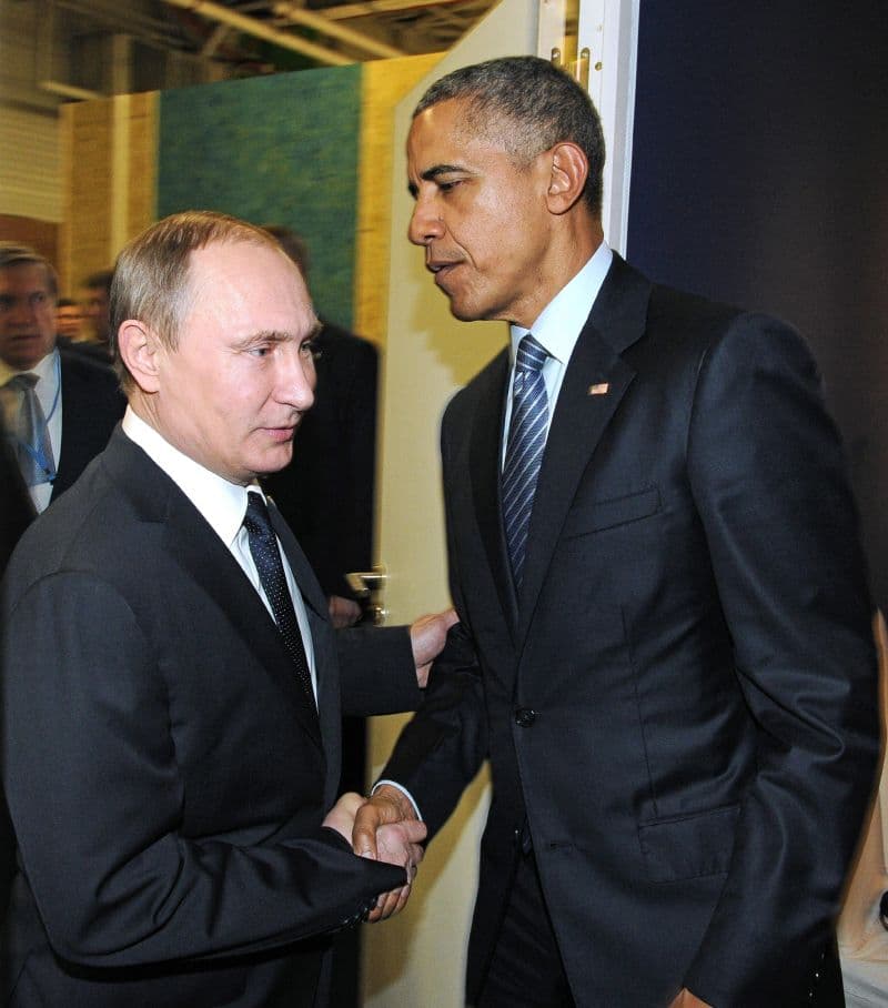 Vladimir Putin a Barack Obama.