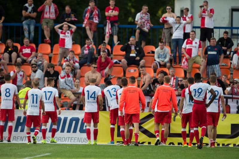 Zklamání fotbalistů Slavie a jejich fanoušků.