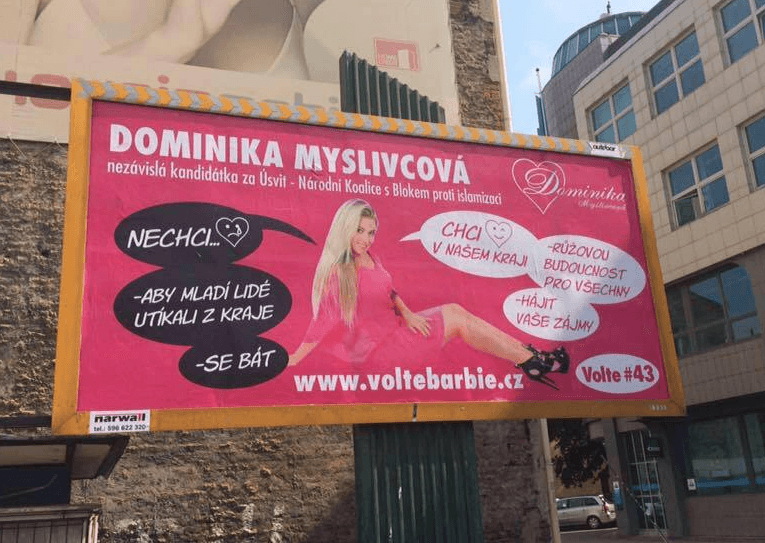 Billboard Dominiky Myslivcové každopádně zaujal. 