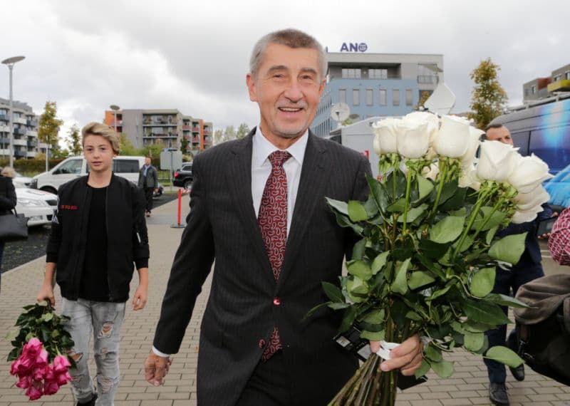 Lídr Hnutí ANO Andrej Babiš neskrýval radost z výsledků.