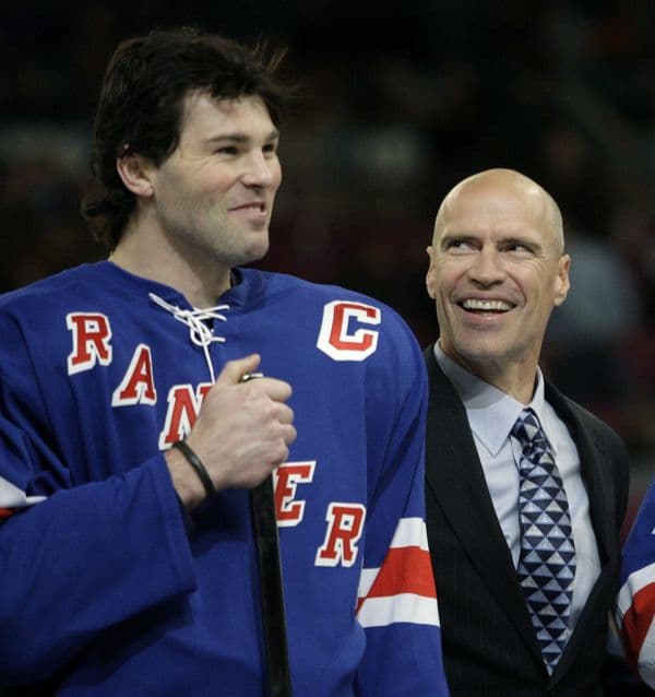 Jaromír Jágr (vlevo) a Marc Messier.