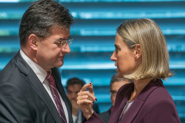 Miroslav Lajčák a Federica Mogheriniová.