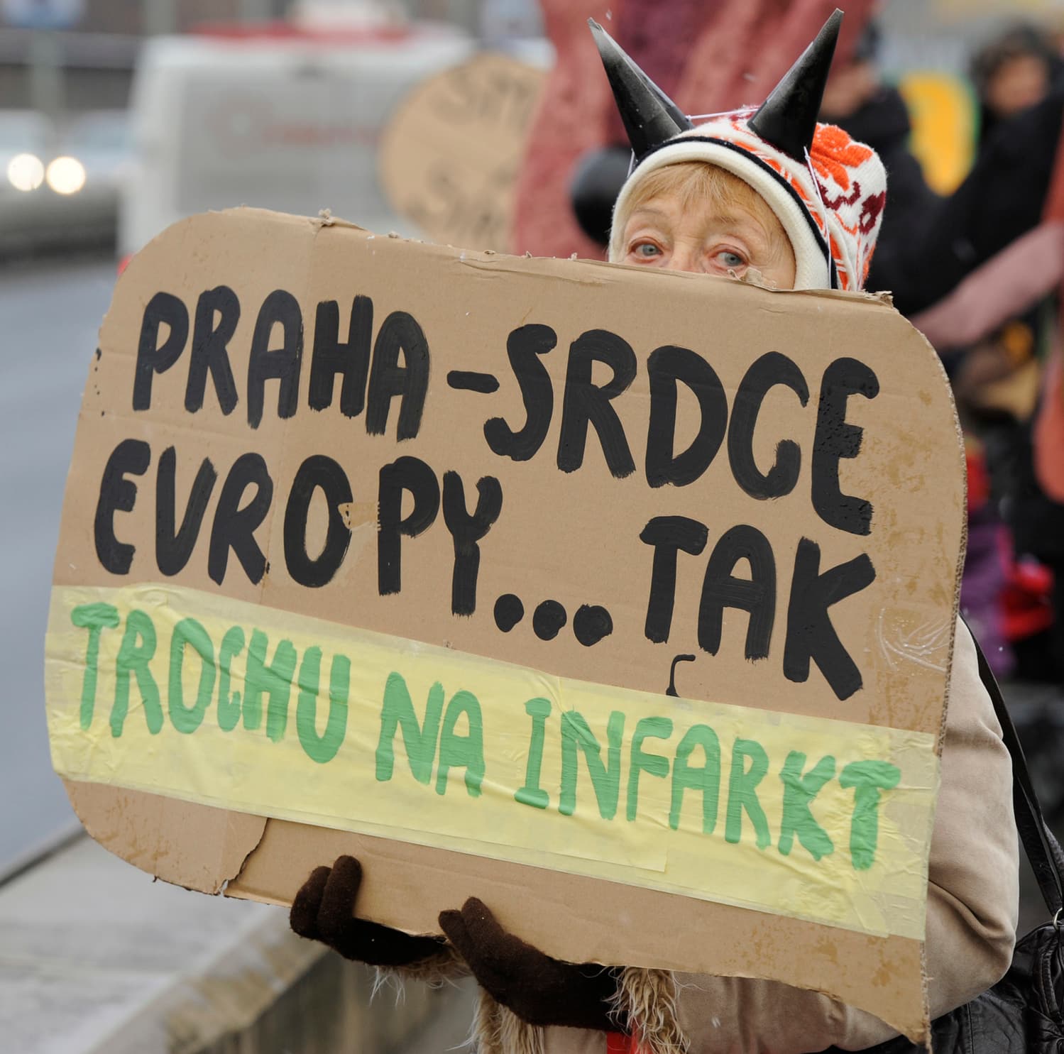 Snímek z demonstrací.