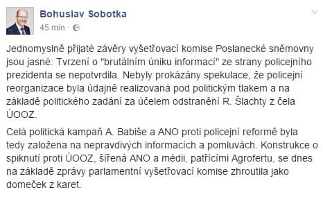 Bohuslav Sobotka na Facebooku.