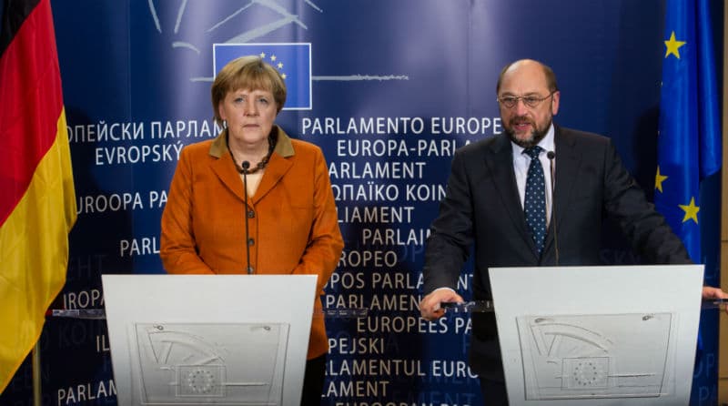 Angela Merkelová a Martin Schulz. 