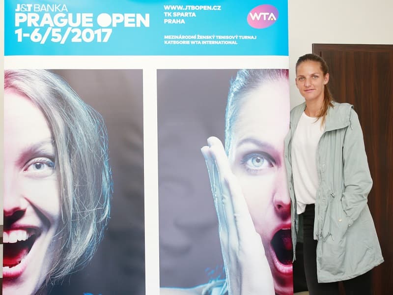 Karolína Plíšková na tiskové konferenci k J&T Banka Prague Open.