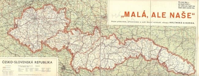 Česko-Slovenská republika (1938) - reklamní mapa továrny Kolínské cikorky.