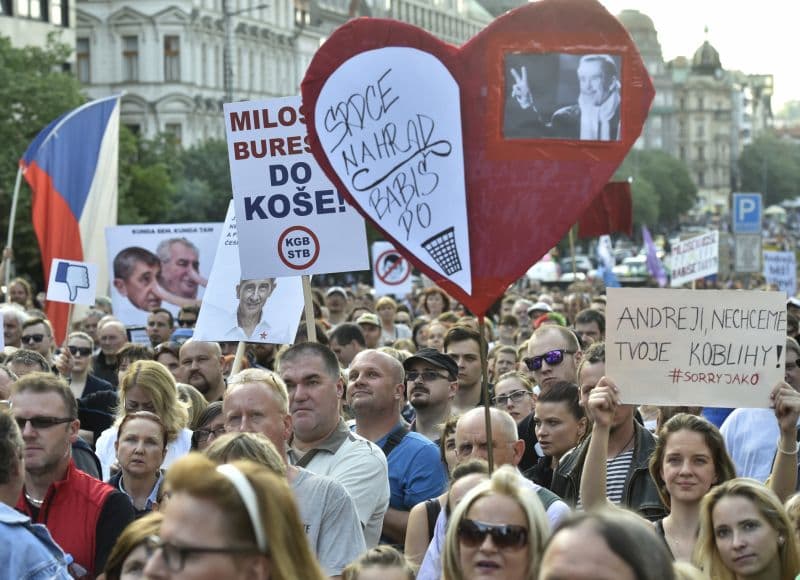 Demonstrace na Václavském náměstí.