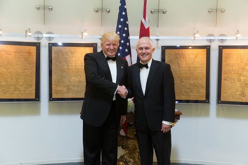 Americký prezident Donald Trump společně s australským premiérem Malcolmem Turnbullem.