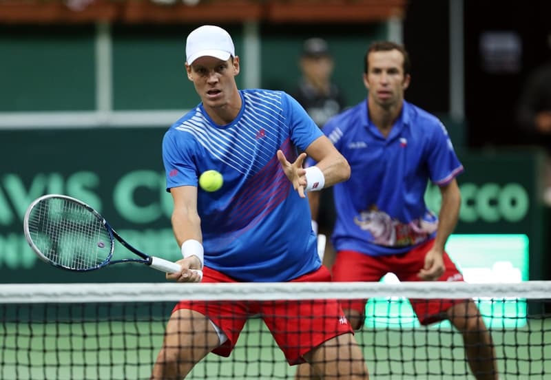 Česká tenista Tomáš Berdych společně s Radkem Štěpánkem na Davis Cupu.