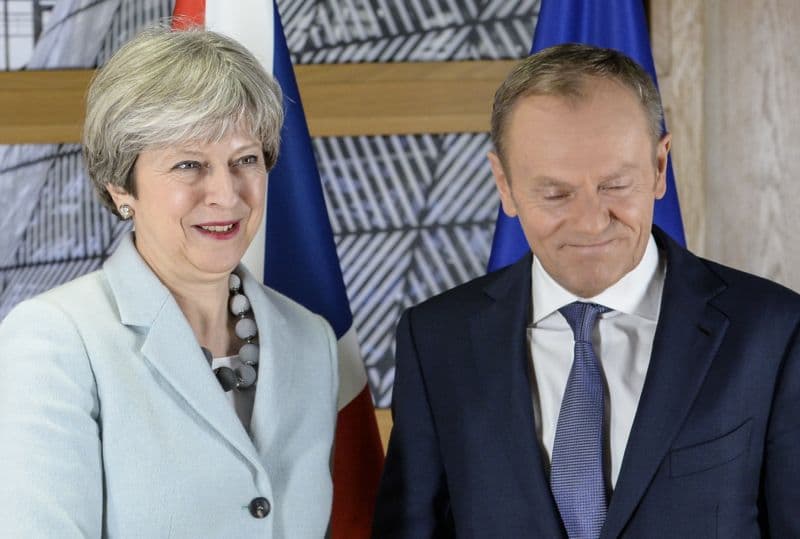 Theresa Mayová a Donald Tusk.