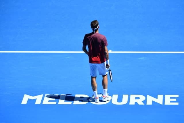 Roger Federer na kurtu v Melbourne Parku.