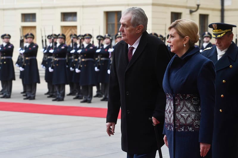 Miloš Zeman jednal s chorvatskou prezidentkou Kolindou Grabarovou Kitarovičovou.