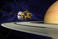 Saturn a jeho měsíce zkoumá sonda Cassini.