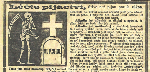 Dobová reklama na alkolin, 1912.