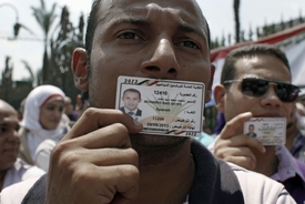 Protestující egyptští průvodci.