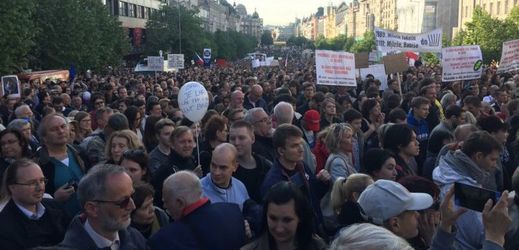 Demonstrace na Václavském náměstí.