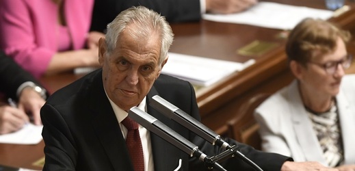 Prezident Miloš Zeman promluvil v Poslanecké sněmovně před hlasováním o důvěře vládě.