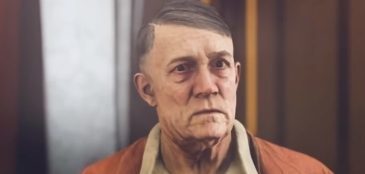 Zestárlý Adolf Hitler bez kníru ve hře Wolfenstein 2: The New Colossus.