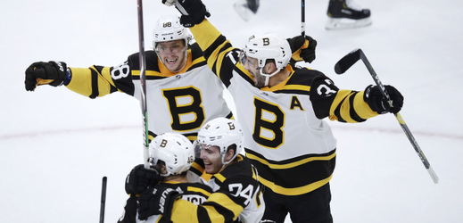 Radost hráčů Boston Bruins. 