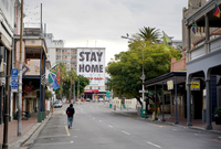Kapské město v Jihoafrické republice a kampaň Stay Home (Zůstaň doma).