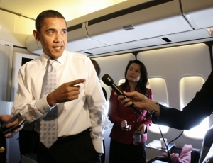 Obama na palubě Air Force One stráví hodně času.