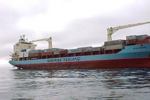 Obsazená a osvobozená dánská loď Maersk Alabama.