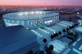 Návrh hlavního olympijského stadionu v Praze-Letňanech.