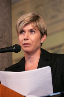 Kateřina Neumannová na zasedání libereckého zastupitelstva.